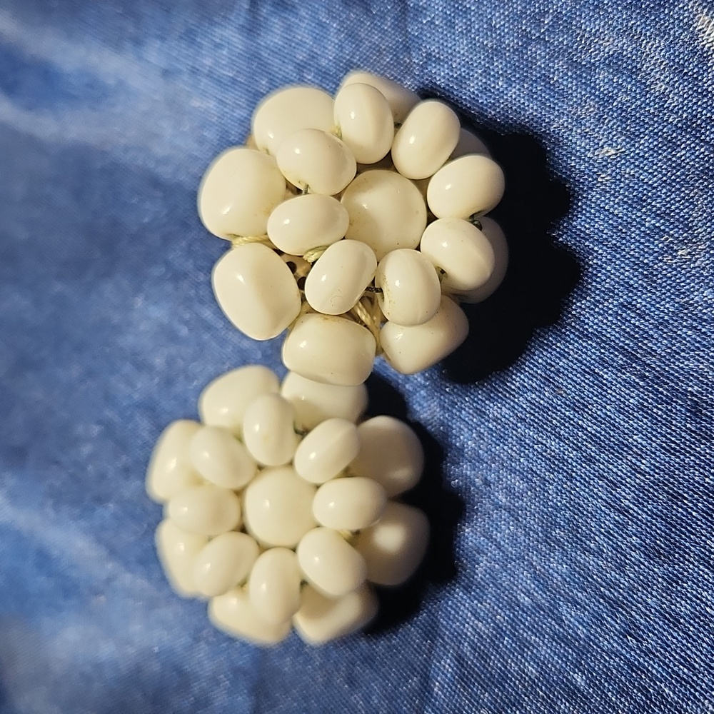 Vintage German Milk glass clip ons